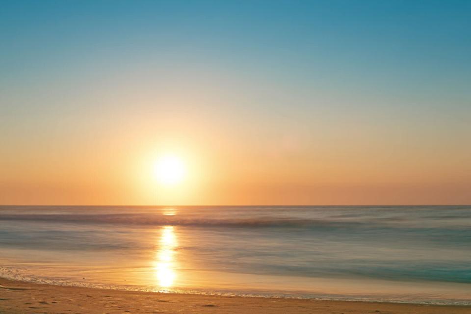 The early morning sunrise on the beach in Stone Harbor, located on Seven Mile Island, NJ
