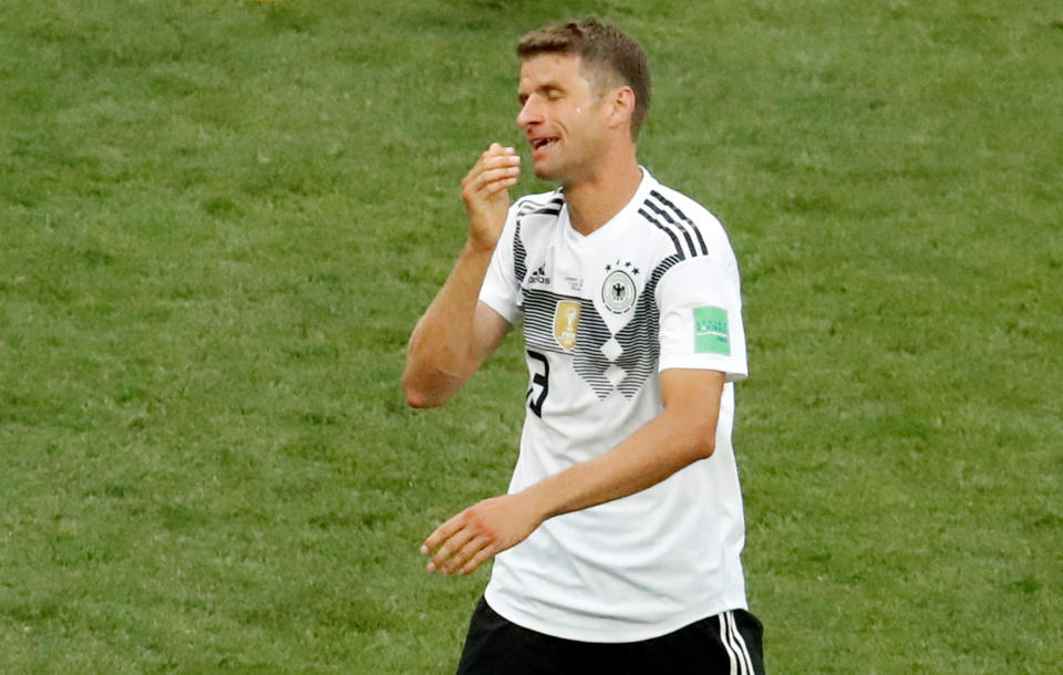 Soccer Football – World Cup – Group F – Germany vs Mexico – Luzhniki Stadium, Moscow, Russia – June 17, 2018 Germany’s Thomas Muller reacts REUTERS/Christian Hartmann