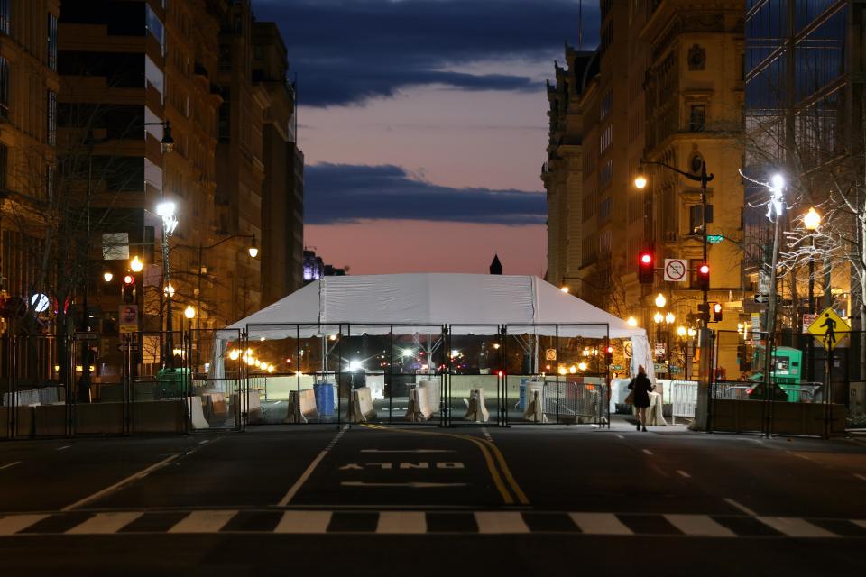 A checkpoint is seen north-east of the White House on January 17 in Washington, DCGetty Images