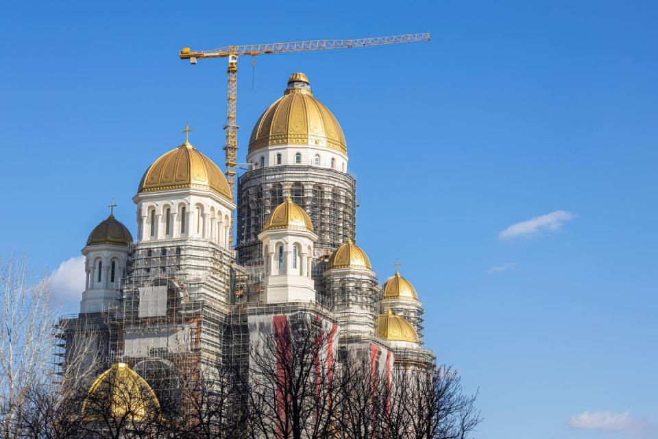 peoples salvation cathedral, the biggest christian orthodox cathedral under construction in bucharest, romania