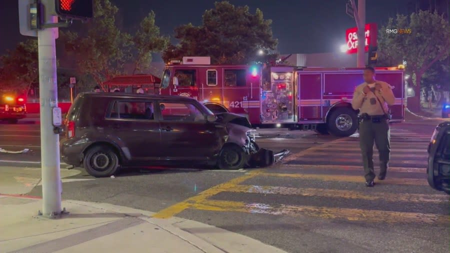 A woman was killed after a collision involving vehicles leaving a reported street takeover in L.A.’s Willowbrook neighborhood on July 6, 2024. (RMGNews)