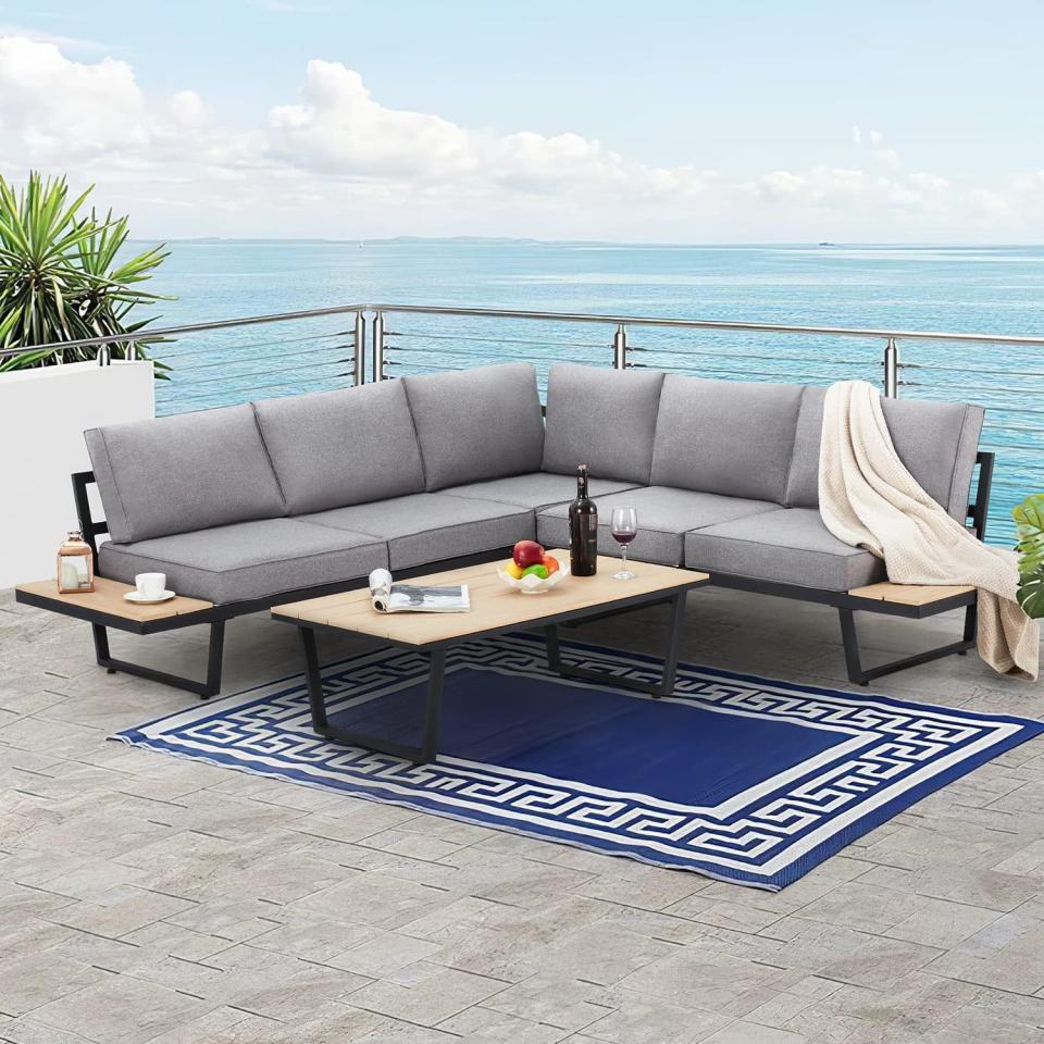 <p><a href="https://go.redirectingat.com?id=74968X1596630&url=https%3A%2F%2Fwww.walmart.com%2Fip%2FRichryce-Outdoor-Conversation-Set-4-Pieces-L-Shaped-Metal-Sectional-Sofa-Set-with-Coffee-Table-for-Patio-Backyard-Garden%2F1375168128&sref=https%3A%2F%2Fwww.housebeautiful.com%2Fshopping%2Ffurniture%2Fa27043357%2Fbest-outdoor-furniture%2F" rel="nofollow noopener" target="_blank" data-ylk="slk:Shop Now;elm:context_link;itc:0;sec:content-canvas" class="link ">Shop Now</a></p><p>Outdoor Conversation Set</p><p>walmart.com</p><p>$549.99</p>