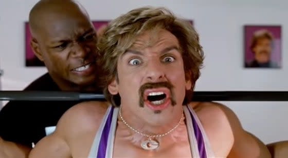 White Goodman and his trainer in "Dodgeball: A True Underdog Story"