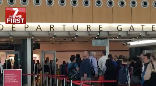 Some arrivals have managed to land, but flights from Melbourne have not boarded. Photo: 7 News