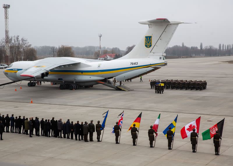 Memorial ceremony for the Ukrainian victims of Iran plane crash at the Boryspil International Airport, outside Kiev