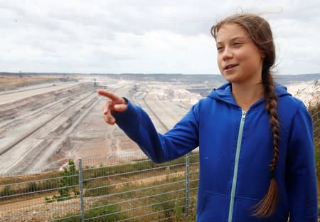 "Fridays for Future" climate activist Thunberg at open-cast mine of Hambachg near Cologne