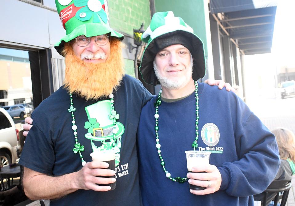 Bob Pulaski of Pineville (left) brought along his brother-in-law Bill Bonna of Scraton, Pa., to the Blessing of the Beer at The Tasting Room of Louisiana. Even though he comes from a town with Irish roots, this is the first time he has ever seen a Blessing of the Beer.