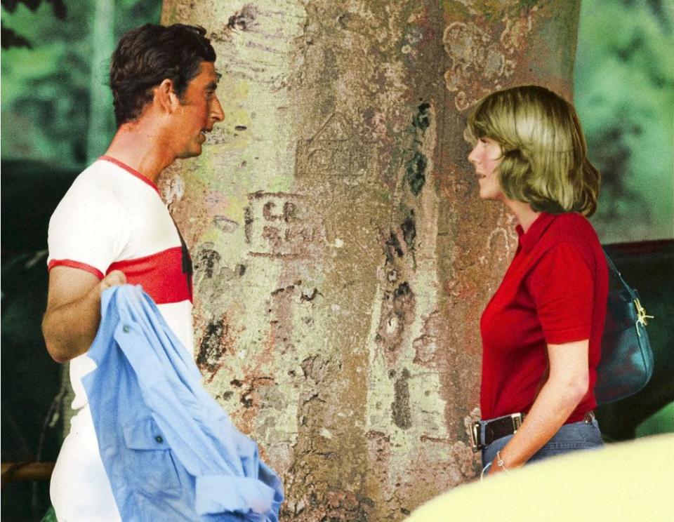 Prince Charles and Camilla Parker Bowles at a polo match in 1975.