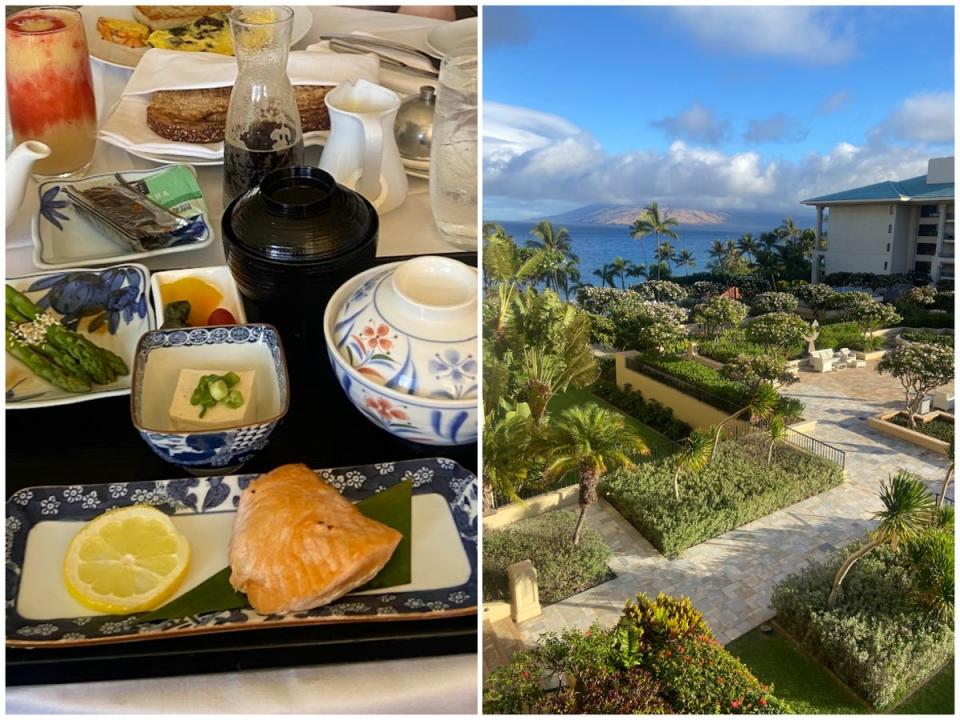 How mornings unfold on Maui: A Japanese-style breakfast served-in room, with a view (Dave Maclean)