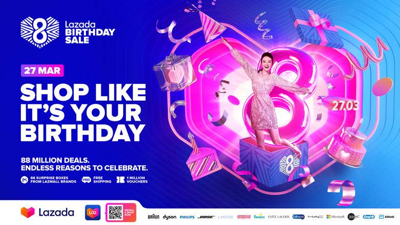 Lazada celebrates 8th birthday with a mega sale. (PHOTO: Lazada)