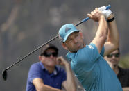 Spain's Sergio Garcia tees off on the 13th hole during the Australian Open Golf Pro-AM in Sydney, Wednesday, Dec. 4, 2019. The Australian Open begins Thursday. (AP Photo/Rick Rycroft)