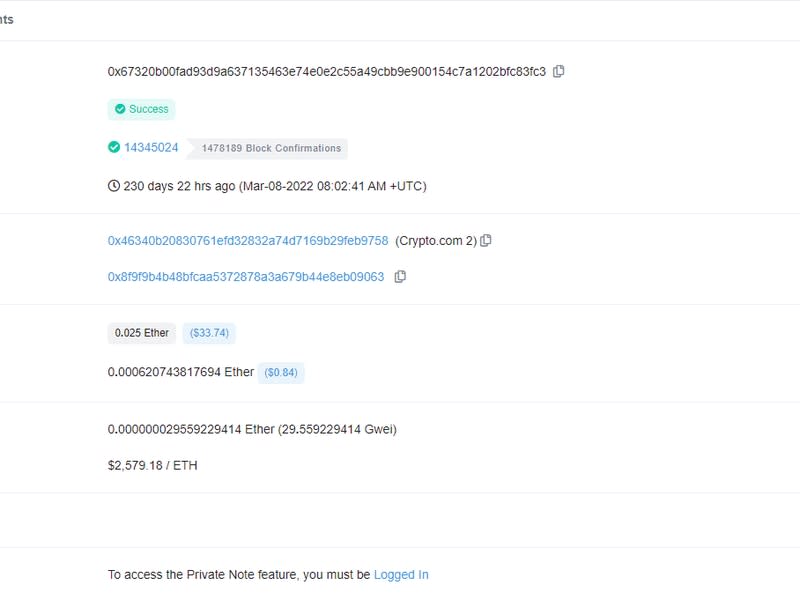 One of the two ether donations to Celsius wallet after its Tweet soliciting for Ukraine (Etherscan)