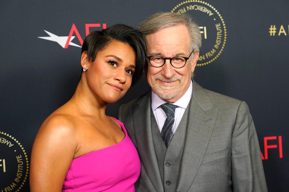 Spielberg with Ariana DeBose, who is nominated for ‘West Side Story’ (AP)