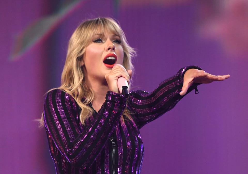 Taylor Swift performs songs from her new album "Lover" at the Amazon Prime Day concert.&nbsp; (Photo: Kevin Mazur via Getty Images)