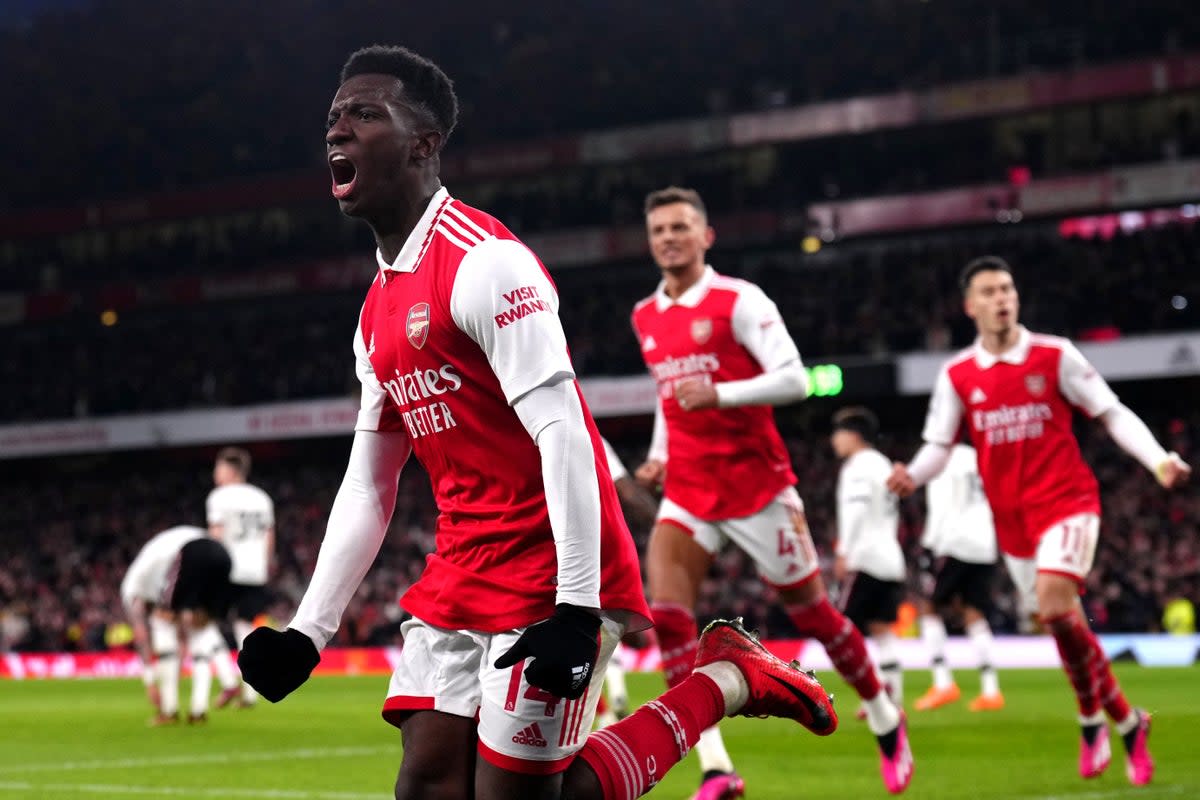 Eddie Nketiah scored twice in Arsenal’s win over Manchester United (John Walton/PA) (PA Wire)