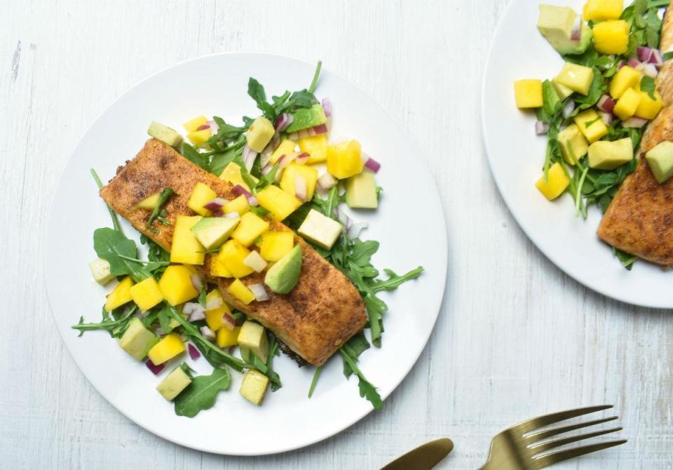 Ayesha Curry’s Spiced Salmon Mango Avocado Salad