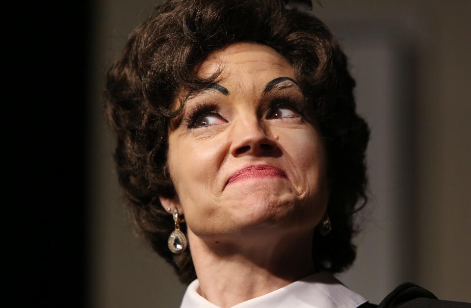 Christa Reiber as Norma Desmond, performs during rehearsals for the Ice House world premiere of "The Norma Conquests," a sequel to Sunset Boulevard Monday, Sept. 12, 2023 in Visalia, Calif.