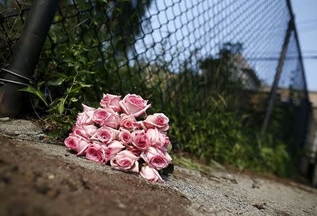 A bouquet of roses lays at the spot where 17-year-old Vonzell Banks was shot and killed in the Bronzeville neighborhood in Chicago, Illinois, United States, July 4, 2015. REUTERS/Jim Young