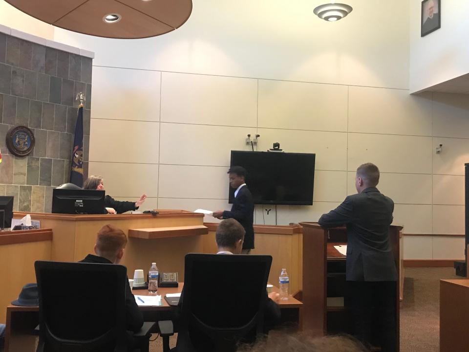 On April 22, 2024, homeschool students from throughout Northern Michigan met at the 90th District Court for a mock trial.