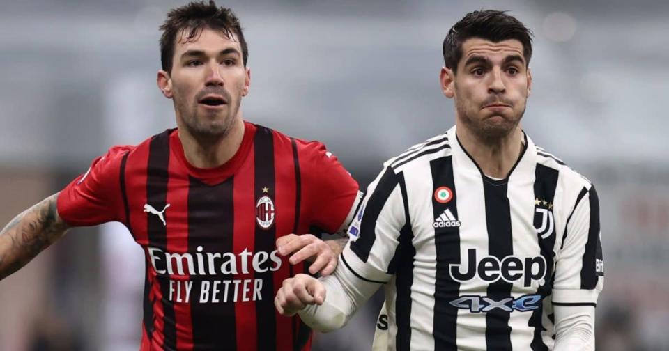 Alessio Romagnoli and Alvaro Morata, AC Milan v Juventus in Serie A Credit: PA Images