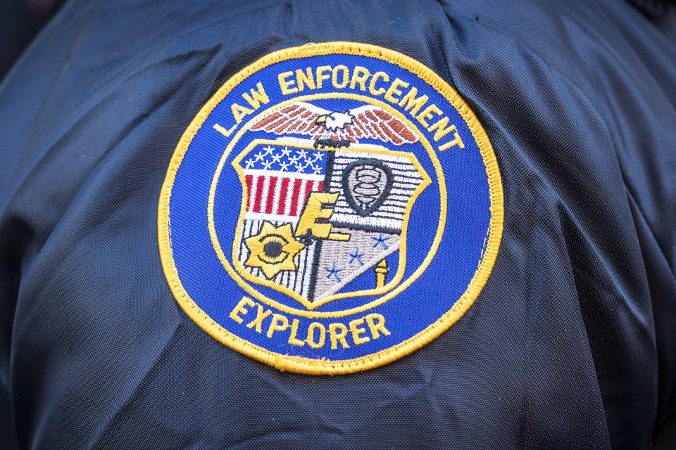 Police explorer patch on March 3, 2021. (Lev Radin / Sipa via AP file)