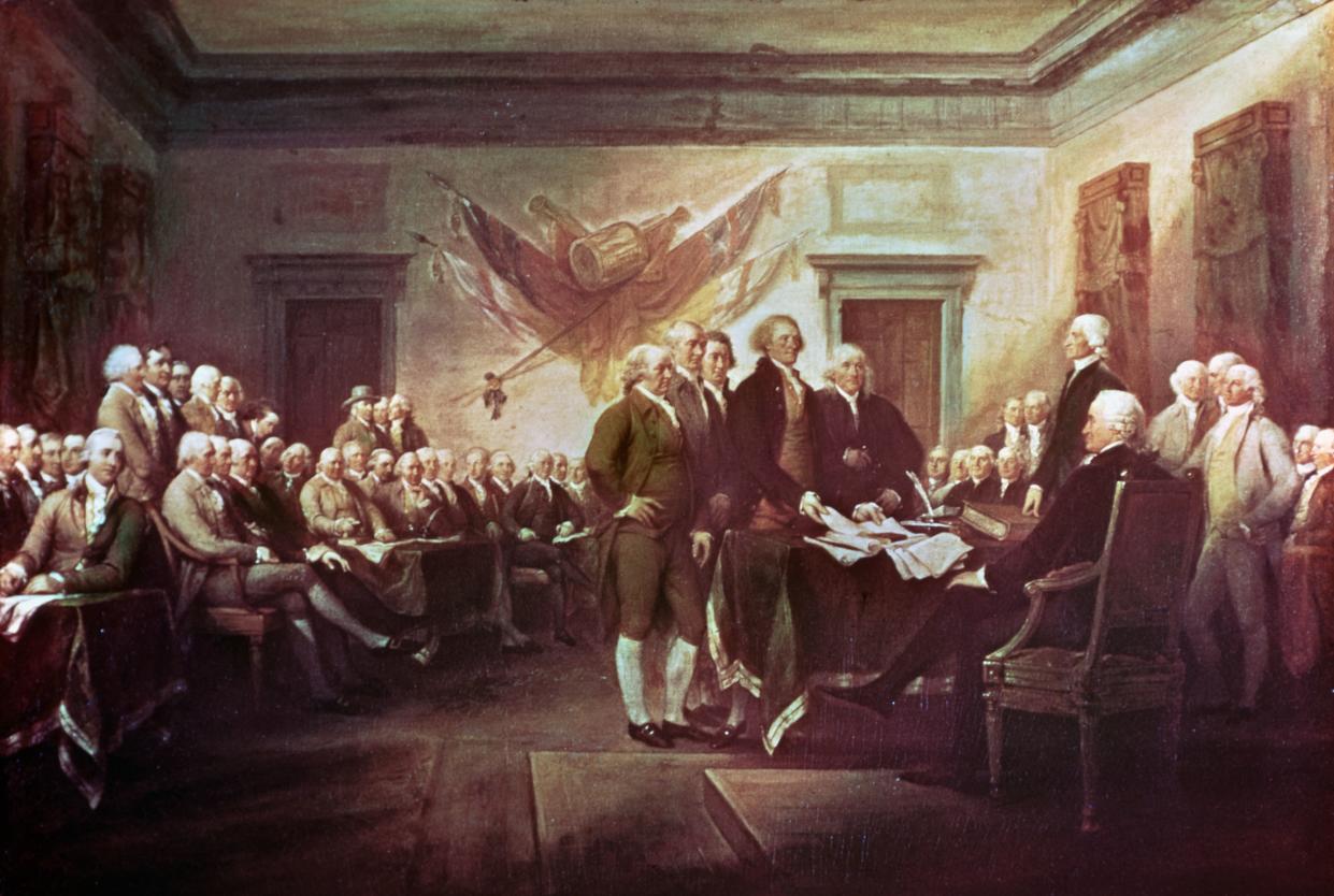 Painting by John Trumbull depicting the signing of the Declaration of Independence.