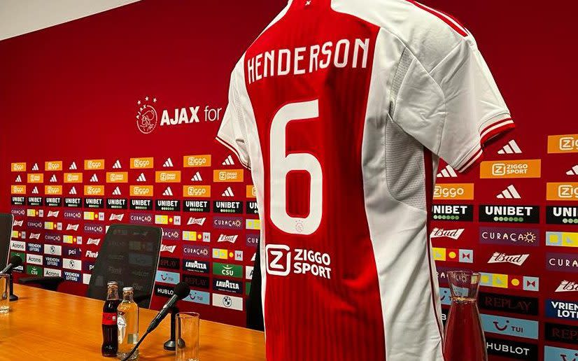 Jordan Henderson's shirt and number at his Ajax unveiling