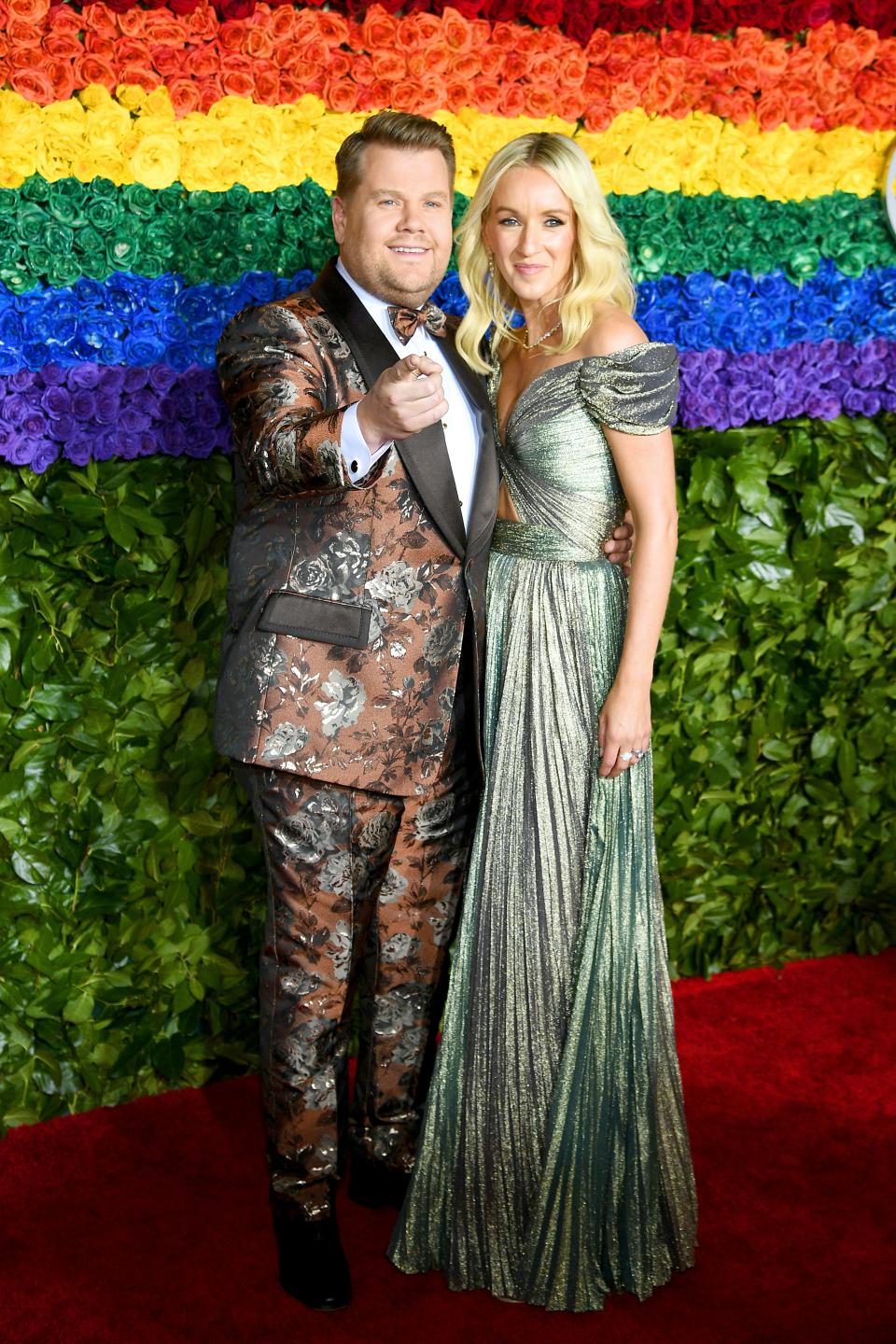 <h1 class="title">James Corden and Julia Carey in J. Mendel and Lark & Berry jewelry</h1> <cite class="credit">Photo: Getty Images</cite>