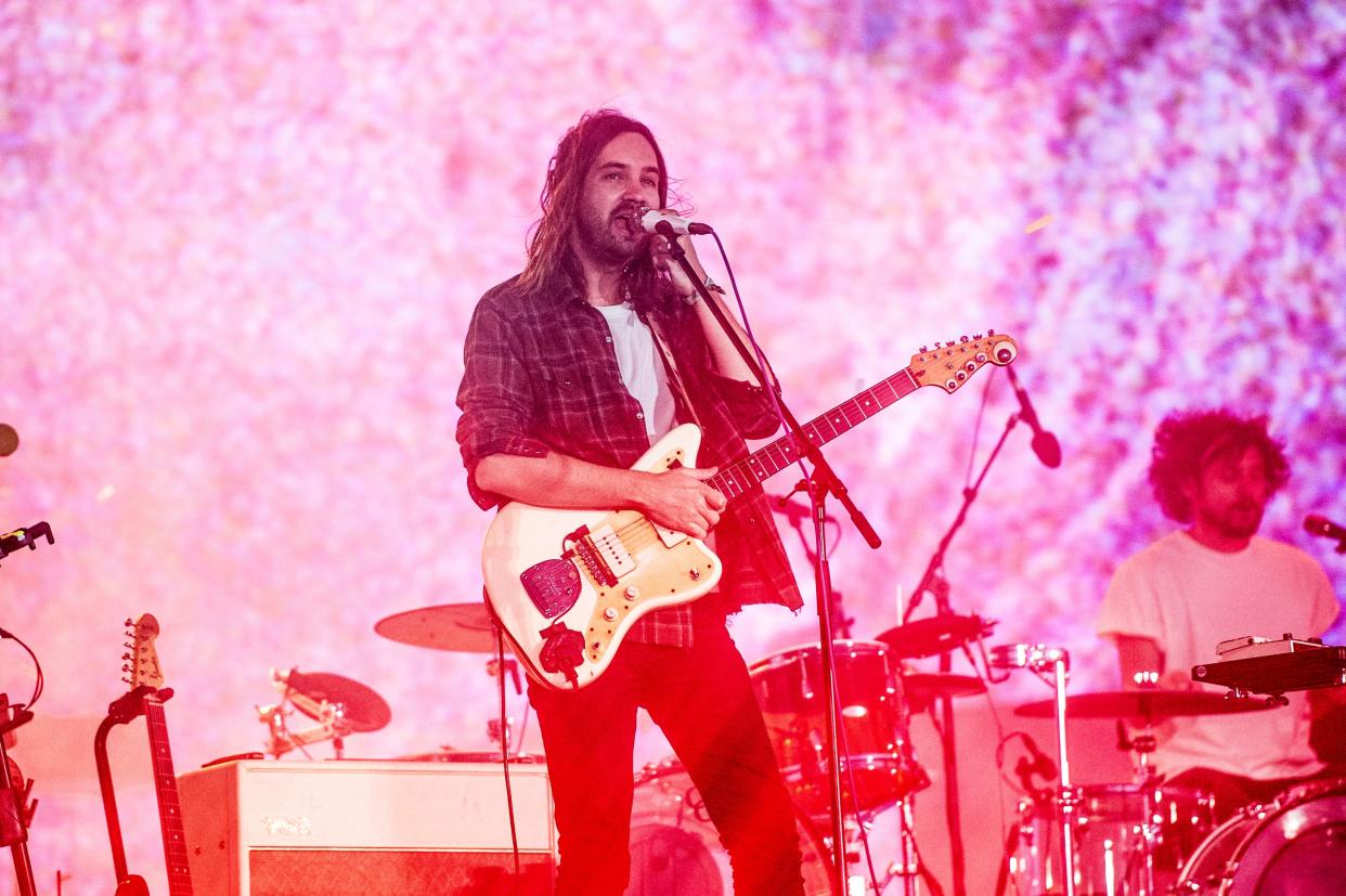 Tame Impala performing in 2019. Last night, the band didn't take the stage at Kemba Live until 10:30 because of rain delays.