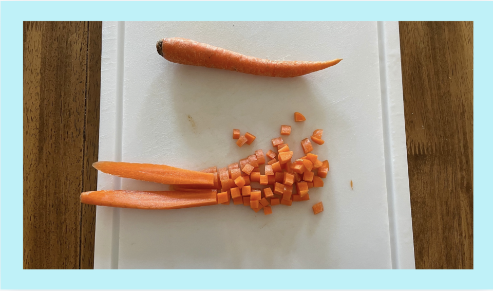 chopped carrots on cutting board