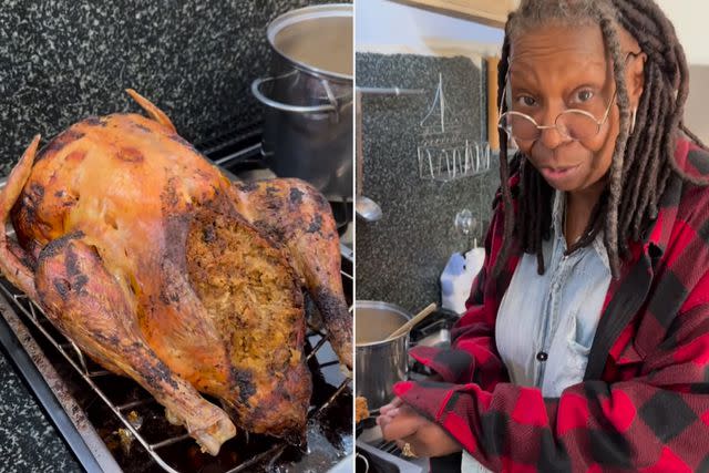 <p>Whoopi Goldberg Instagram</p> Whoopi Goldberg makes her Thanksgiving turkey without gloves