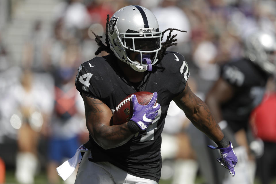 Oakland Raiders running back Marshawn Lynch practiced with his old high school, and that might have violated state high school athletics rules. (AP)