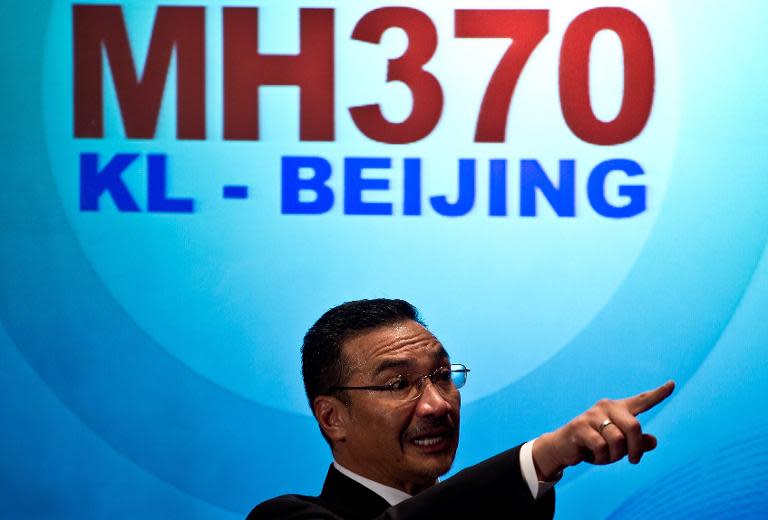 Malaysia's acting transport minister Hishammuddin Hussein answers questions from journalists at a hotel near Kuala Lumpur International Airport in Sepang on March 12, 2014