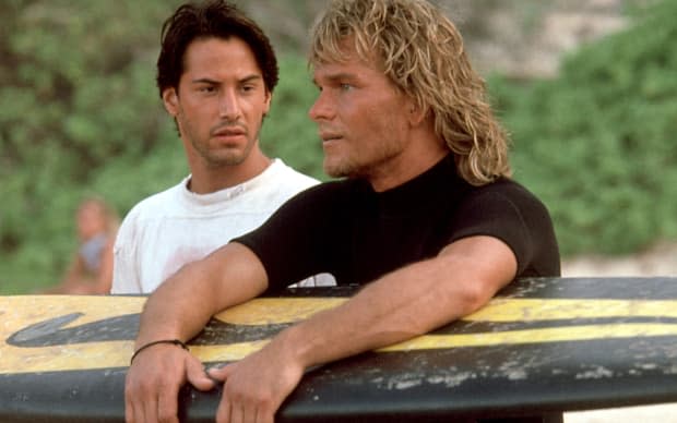 Keanu Reeves and Patrick Swayze in "Point Break"<p>©20th Century Studios/Everett Collection</p>