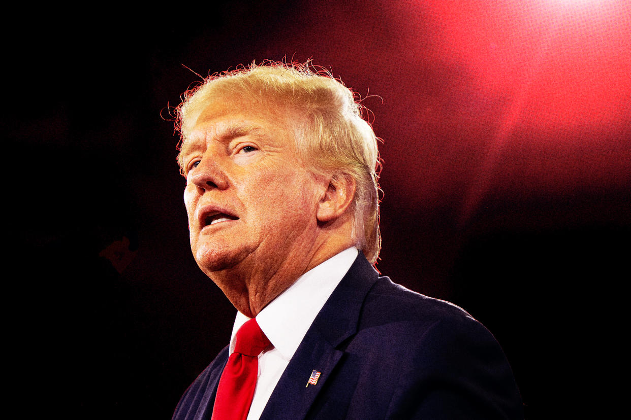 trump-paranoia-GettyImages-1413330175.jpg Former President Trump And Fellow Conservatives Address Annual  CPAC Meeting - Credit: Photo illustration based on photograph by Brandon Bell/Getty Images