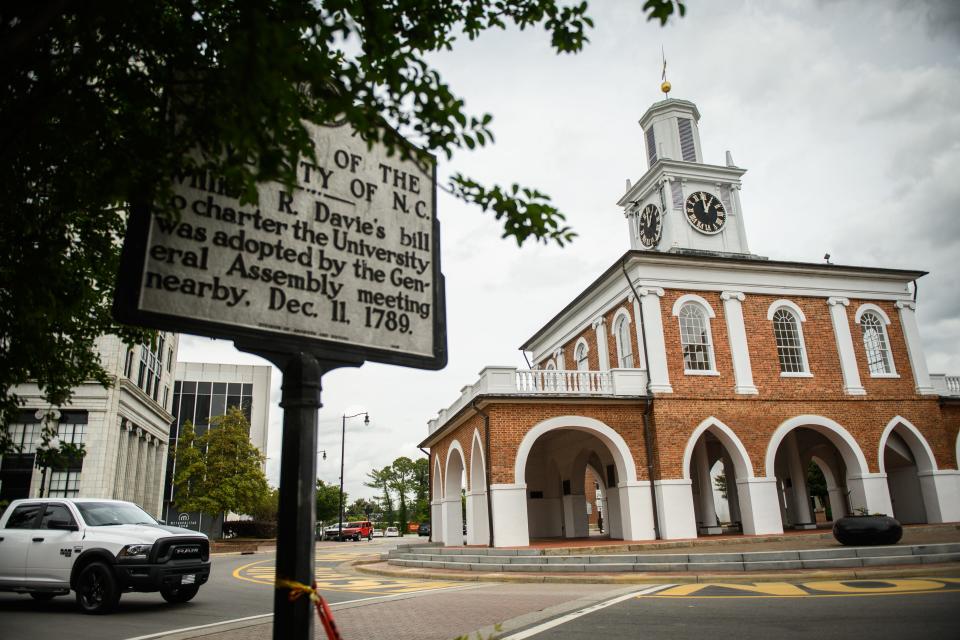 The fencing around the Market House, which surrounded it for nearly two years, has been taken down and pedestrians can once again walk around the first floor of the structure, Thursday, April 14, 2022.