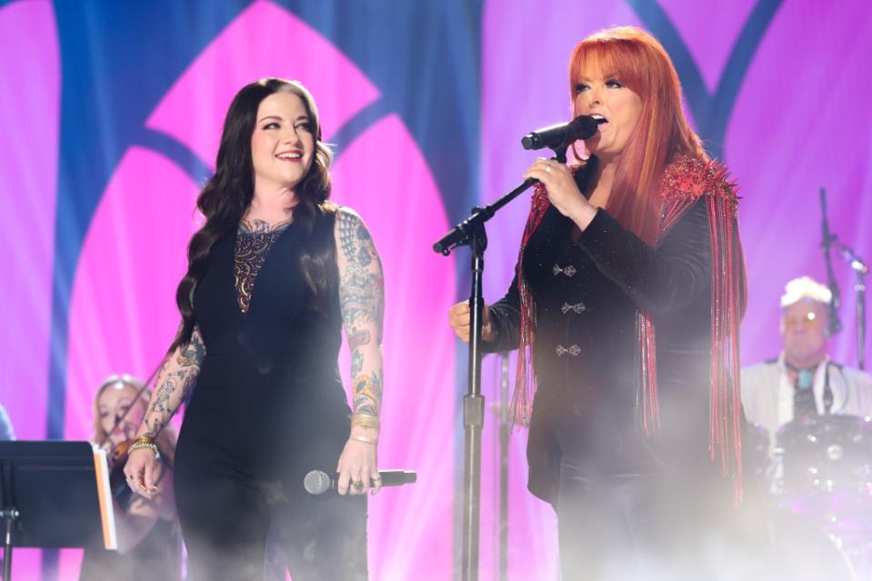 Ashley McBryde and Wynonna Judd perform onstage at the 2023 CMT Music Awards held at Moody Center on April 2, 2023 in Austin, Texas.