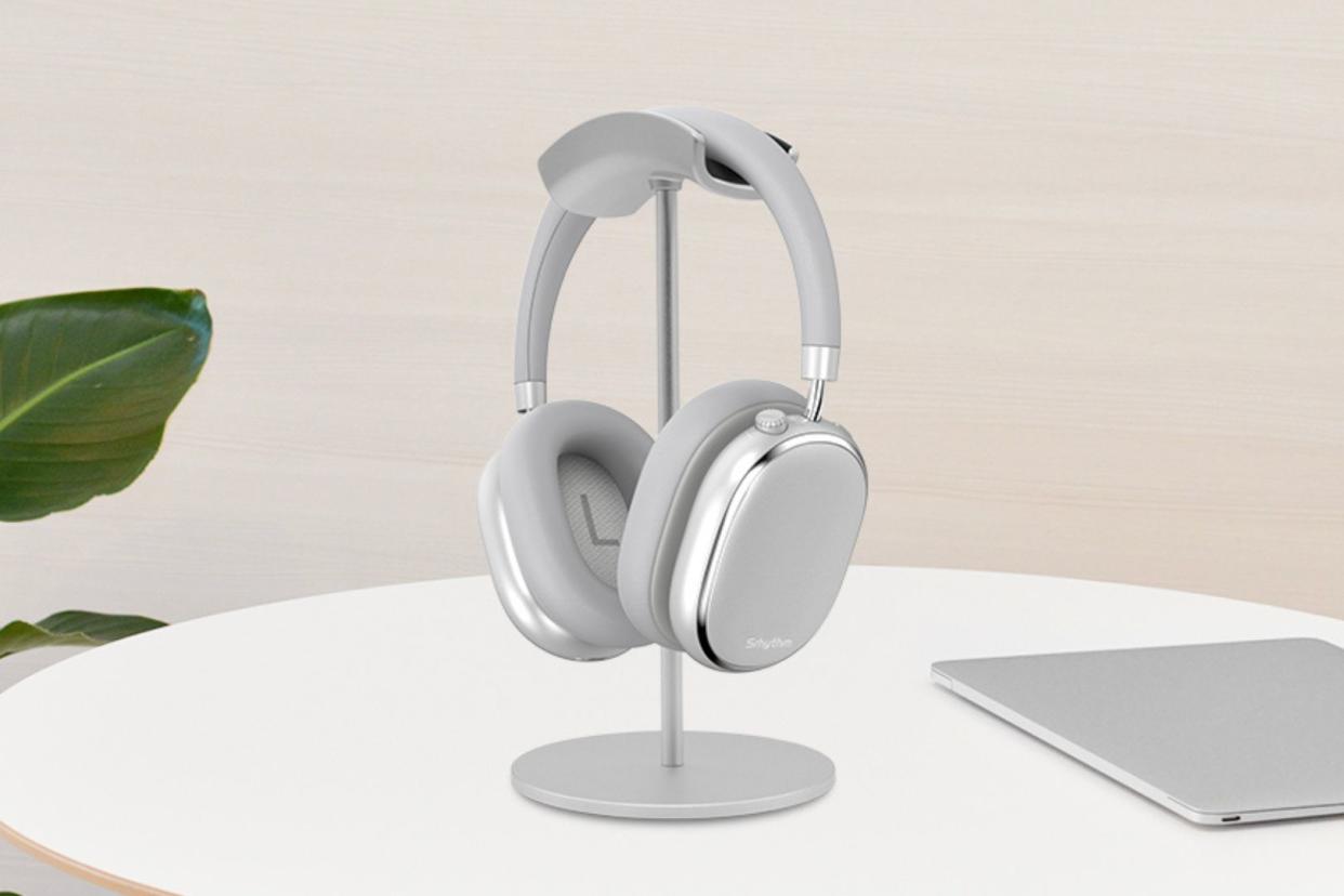 the Amazon headphones on a stand