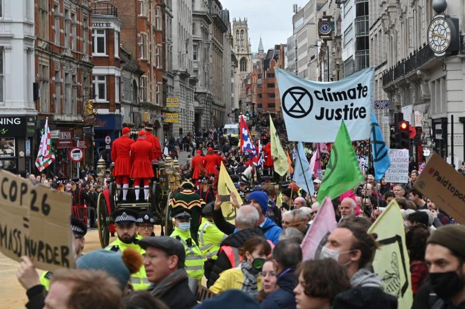 Extinction Rebellion  march through the streets of London (AFP via Getty Images)