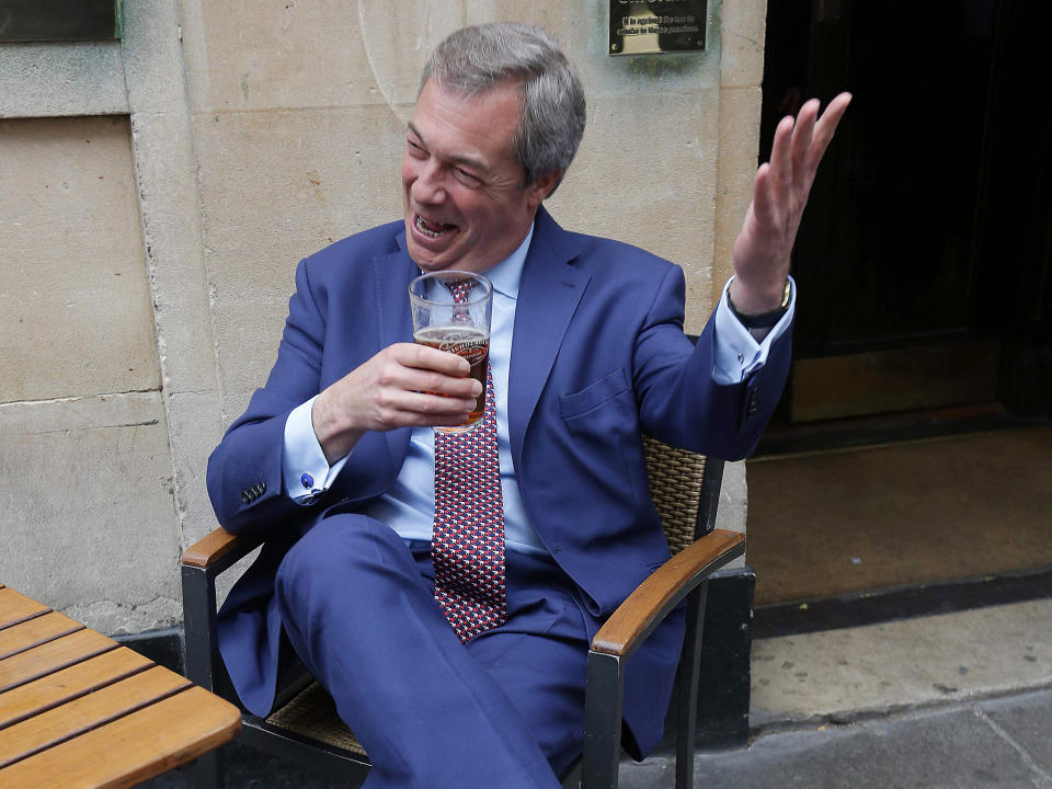 Former Ukip leader Nigel Farage celebrates the triggering of Article 50: Getty Images