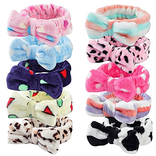 10 PCS Bow Headbands Shower Spa Headbands Headwraps for Women Washing Face Hair Band