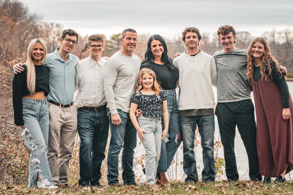 Chad Rollins, who is running for the Springfield school board, and his family.