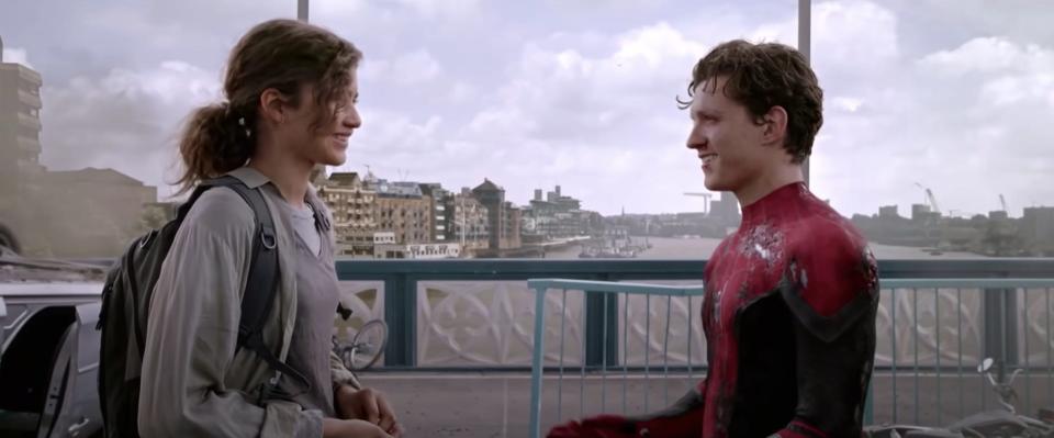 Zendaya as MJ and Tom Holland as Peter Parker/Spider-Man in "Spider-Man: Far From Home."