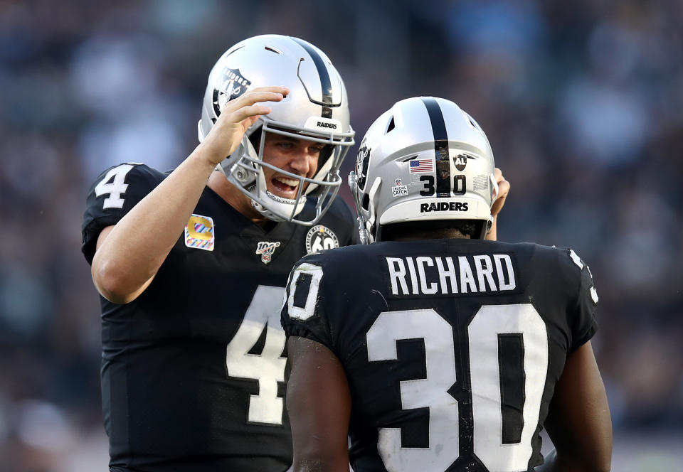 Derek Carr has been one of the NFL's most efficient quarterbacks this season. (Getty Images)