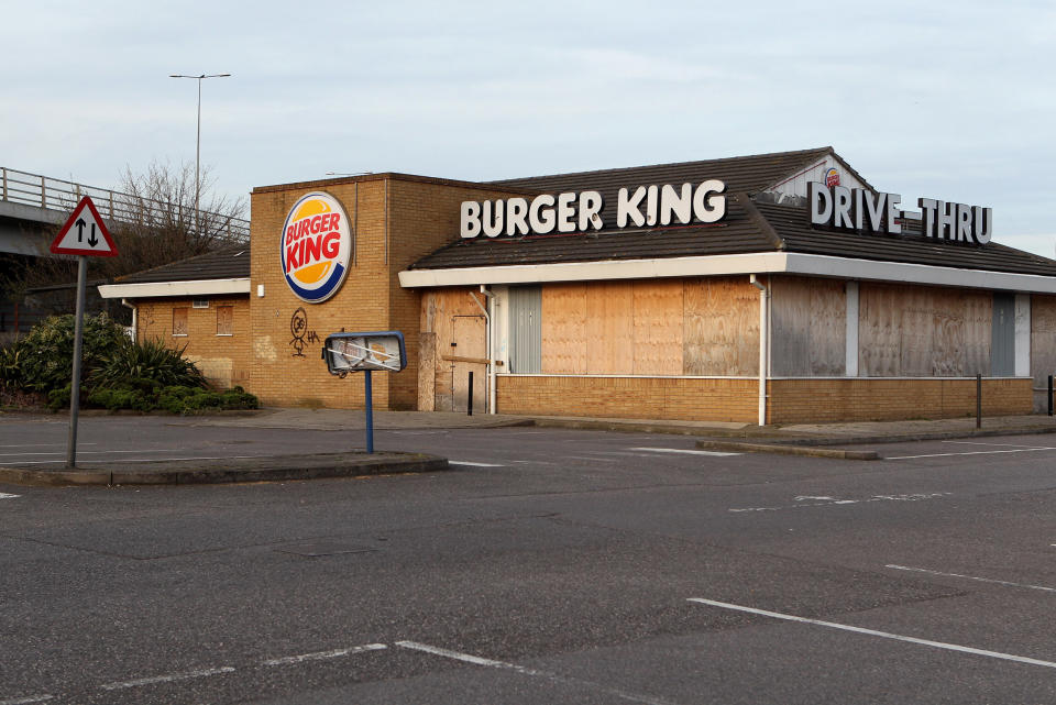 Image: A former Burger King restaurant stands boarded-up in the borough of Barking and Dagenham. (Oli Scarff / Getty Images file)