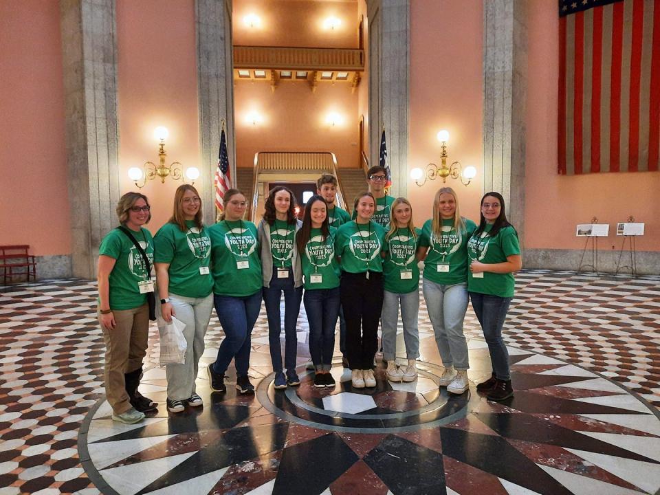 Students from Black River High School in Medina County, New London High School in Huron County, and Seneca East in Seneca County represented three area electric cooperatives during Cooperative Youth Day at the Ohio Statehouse on Oct. 25.
