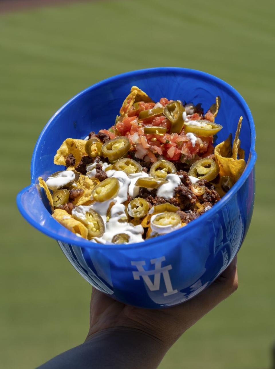 LOS ANGELES, CA - JULY 10: Major league carne asada helmet nachos located at LA Taqueria.