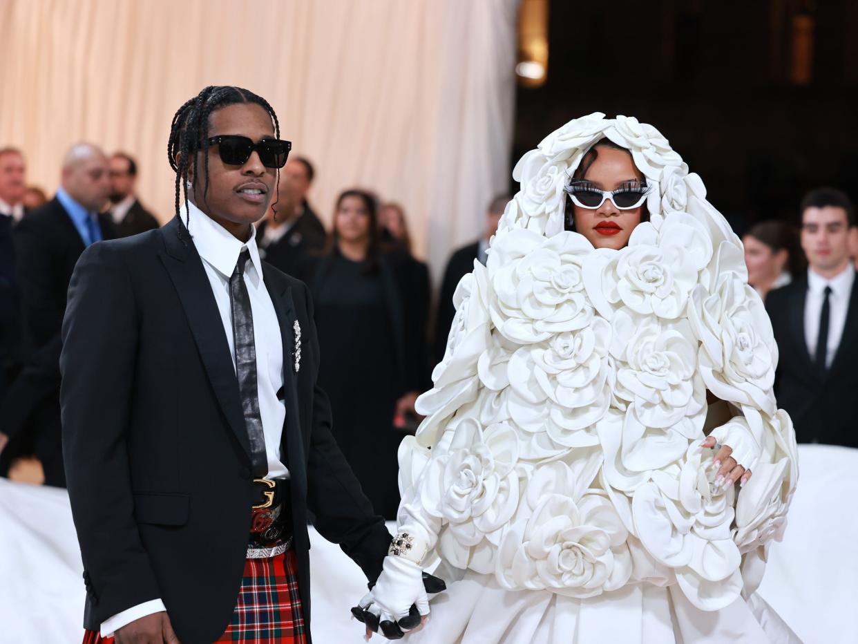 A$AP Rocky and Rihanna attend The 2023 Met Gala Celebrating "Karl Lagerfeld: A Line Of Beauty" at The Metropolitan Museum of Art on May 01, 2023 in New York City.