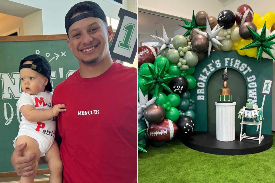 <p>Brittany Mahomes/Instagram</p> Patrick Mahomes celebrates son Bronze