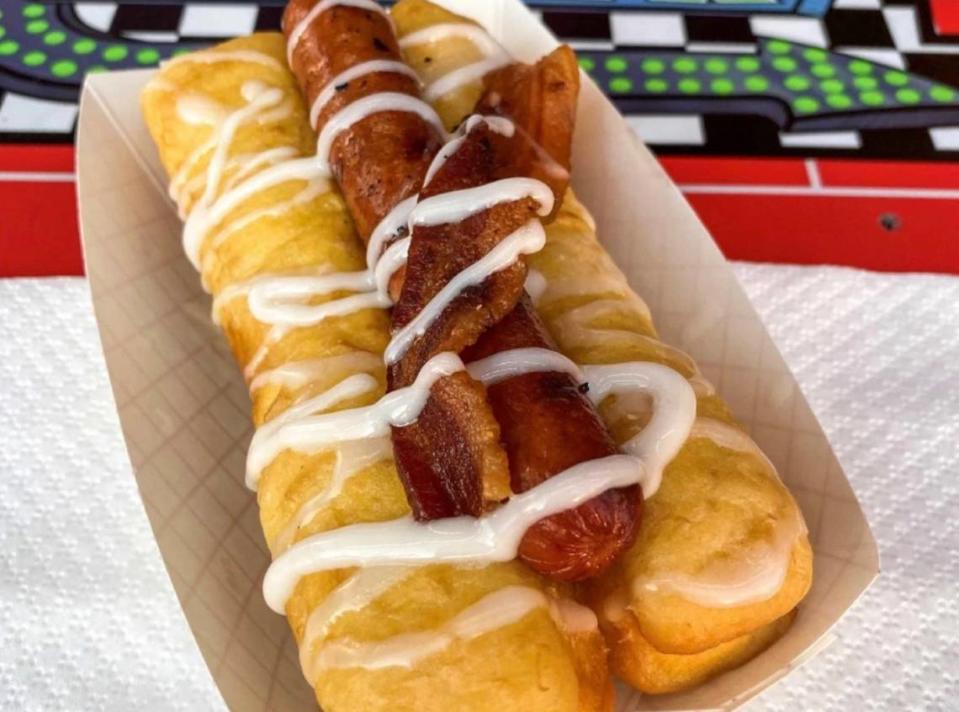 A donut dog, one of the new foods that will be offered at the South Carolina State Fair this year.